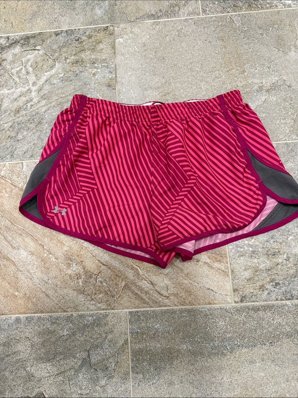 Under Armour Pink Striped Women's Athletic Shorts